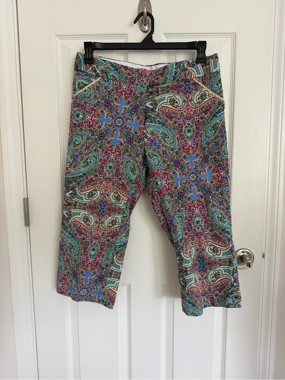 Peter Millar Paisley Crop Golf Capri Pants Colorful Stretch Women's Size 10